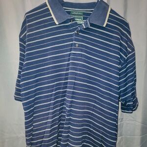 Men's Blue Striped Golf Shirt | bolle' | Medium